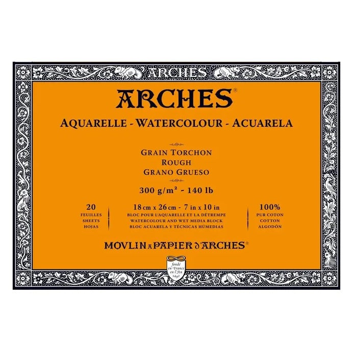 ARCHES Watercolor Paper - Hot Pressed - Natural White - 140 lb (300 gsm)  22x30 inch Pack of 10 