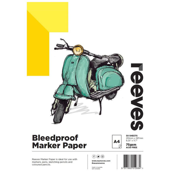 Reeves Bleedproof 75gsm 50 Sheet Marker Pads#Size_A4