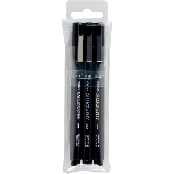 Marvy Black Calligraphy Pens Set Of 3