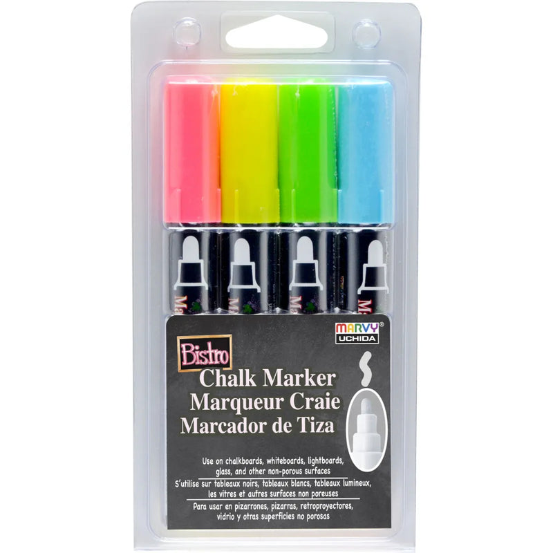 Marvy Bistro 483 Chalk Chisel Markers Sets Of 4