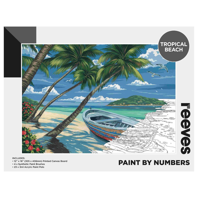 Reeves Paint By Numbers 12x16 Inch Tropical Beach