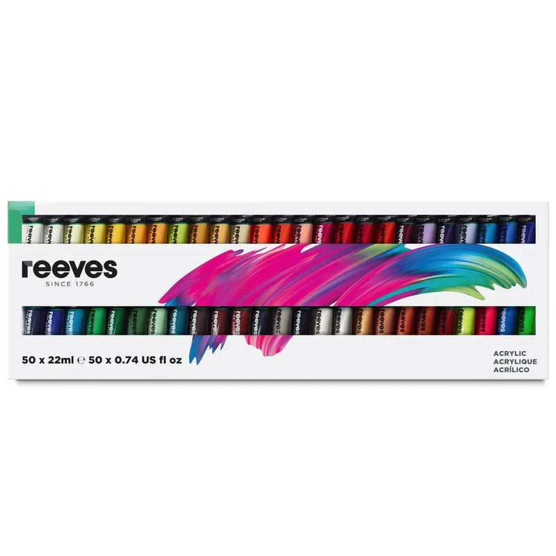 Reeves Acrylic Paint Classic Colours 22ml 50 Piece Set