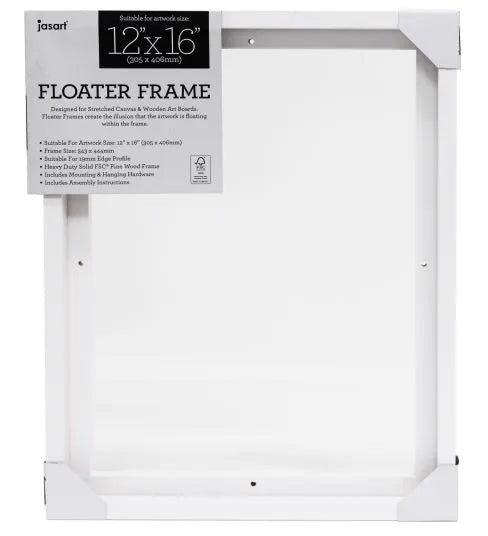 Jasart Floater Frame Thick Edge 12x12 Inch White - Pack of 5