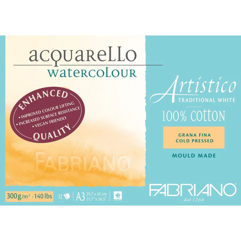 Fabriano Artistico Watercolour Enhanced Pad 300gsm Cold Press 12 Sheets