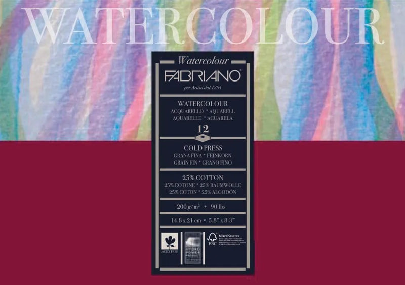 Fabriano Studio Watercolour 200gsm Cold Pressed 12 Sheet Pads