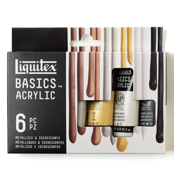 Liquitex Basics Acrylic Paints 22ml - Set Of 6 Metallics & Iridescents