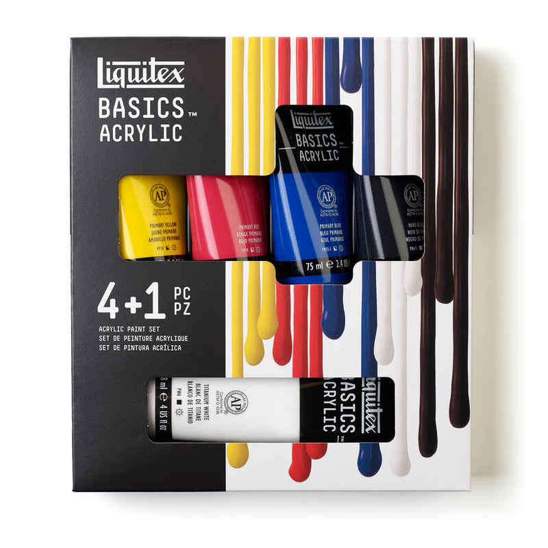 Liquitex Basics Acrylic Paint Set Of 4 X 75ml + 118ml