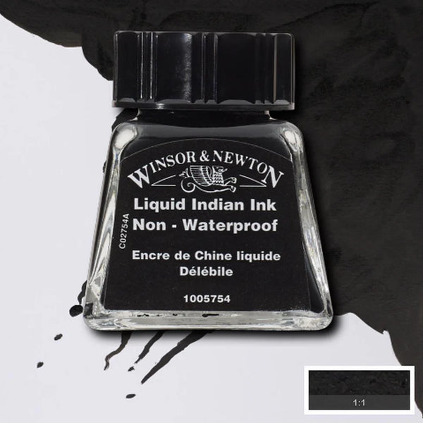 Winsor & Newton Non Waterproof Black Liquid Indian Ink