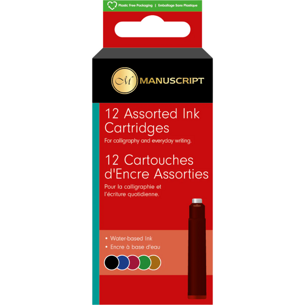 Manuscript Fountain Pen Cartridges Pack Of 12#Colour_ASSORTED