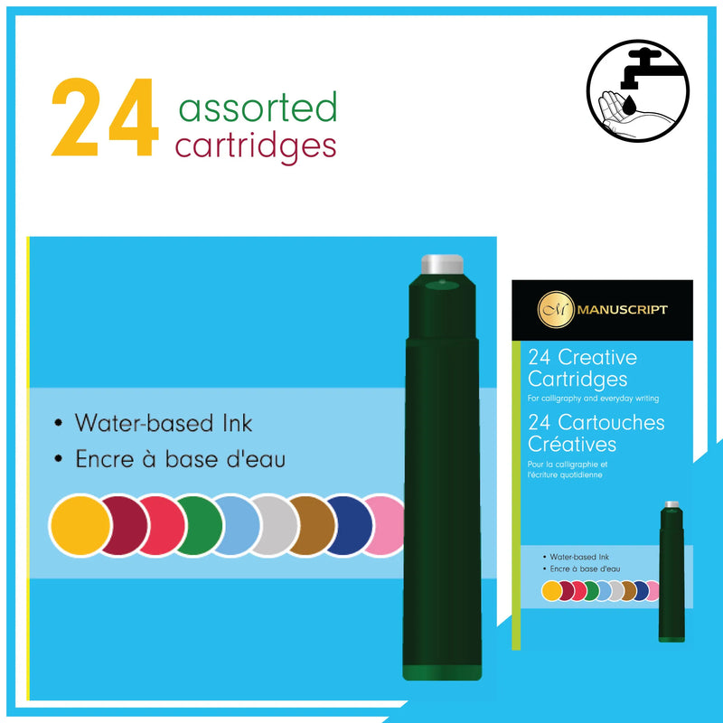 Manuscript Pen Creative Ink Cartridges Assorted Pack Of 24