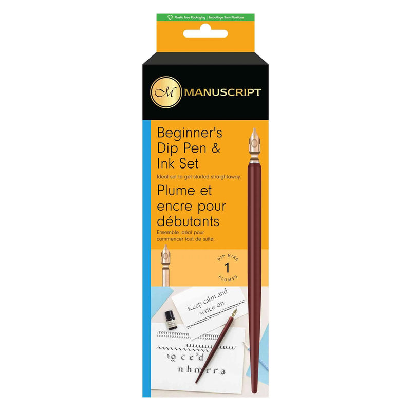 Manuscript Round Hand Nib Holder & Black Ink Set