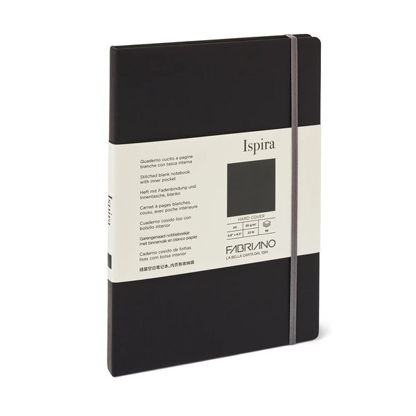 Fabriano Ispira Hard Cover 85gsm Blank Black Notebooks#Size_9X14CM