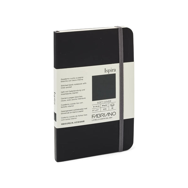 Fabriano Ispira Soft Cover 85gsm Blank Black Notebooks#Size_9X14CM