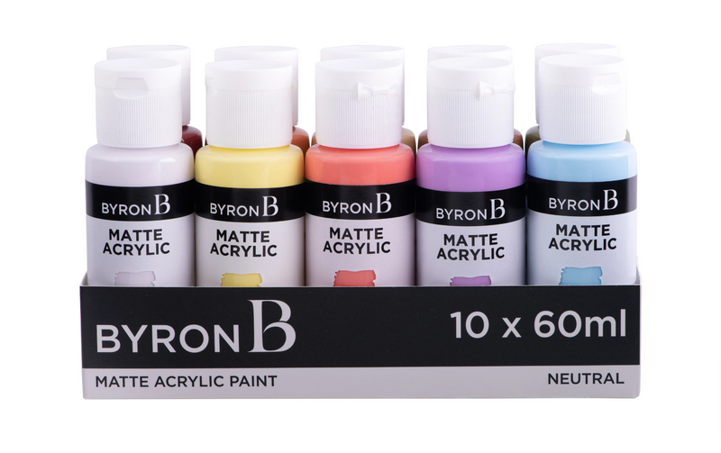 Jasart Byron Matte Acrylic 59ml Paint Set of 10 Neutral Colours