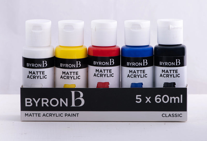 Jasart Byron Matte Acrylic 59ml Paint Set of 5 Primary Colours