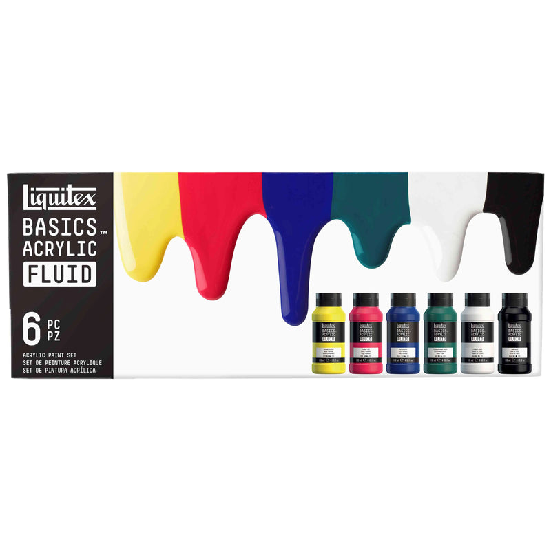 Liquitex Basics Acrylic Fluid Paints 118ml Set of 6