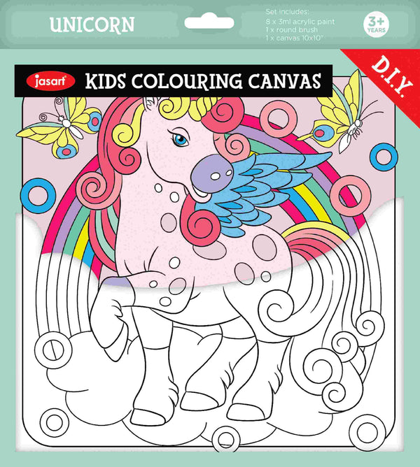 Jasart 10 X 10" Unicorn Colouring Canvas Set