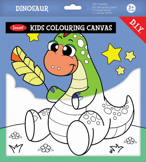 Jasart 10 X 10" Dinosaur Colouring Canvas Set