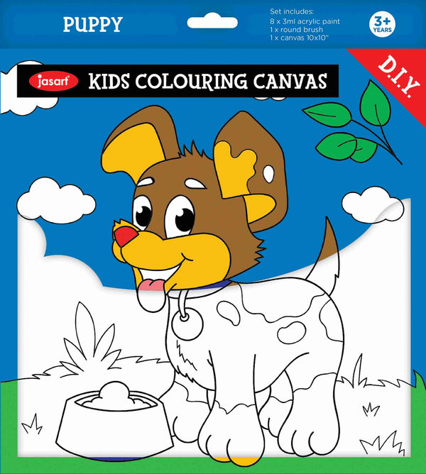 Jasart 10 X 10" Puppy Colouring Canvas Set