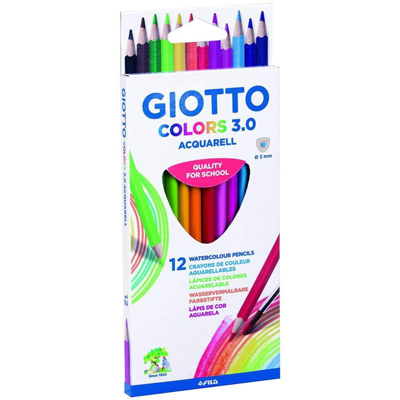 Giotto 3.0 Assorted Aquarell Colouring Pencils Pack of 12