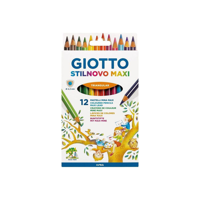 Giotto Stilinovo Maxi Triangular Assorted Colouring Pencils Assorted Pack of 12