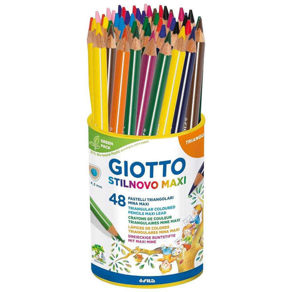 Giotto Stilnovo Maxi Triangular Assorted Colouring Pencils Pot of 48