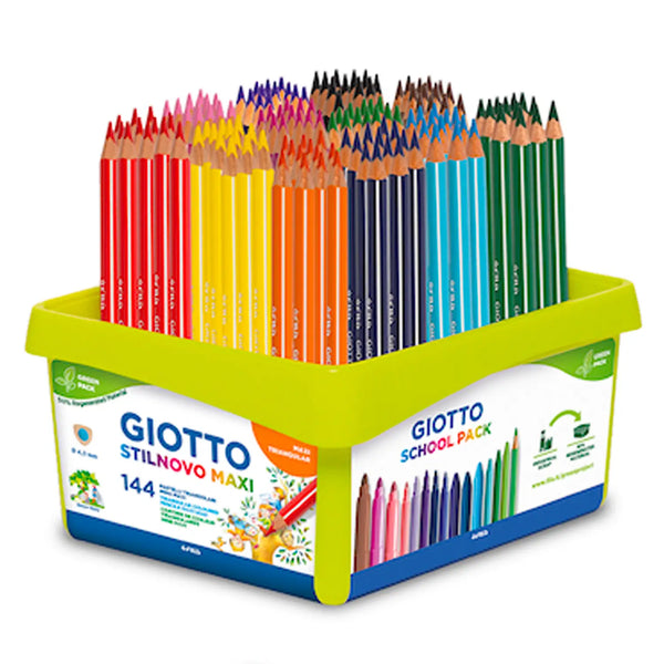 Giotto Stilnovo Maxi Triangular Assorted Colouring Pencils Schoolpack of 144