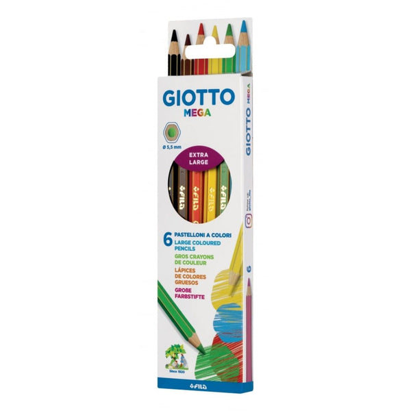 Giotto Mega Assorted Extra Large Colouring Pencils Pack of 6