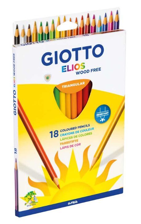 Giotto Elios-Tri Assorted Long Wood Free Colouring Pencils Pack of 18