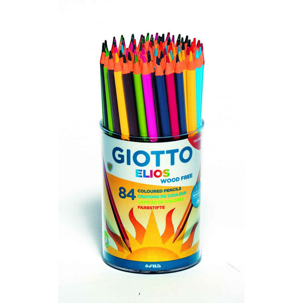 Giotto Elios-Tri Assorted Long Wood Free Colouring Pencils Pot of 84