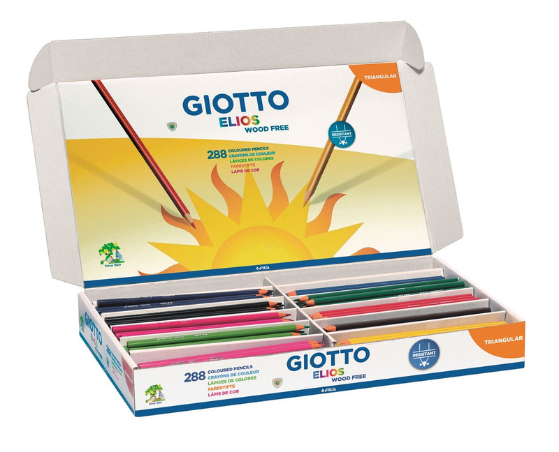 Giotto Elios-Tri Assorted Long Wood Free Colouring Pencils Schoolpack of 288