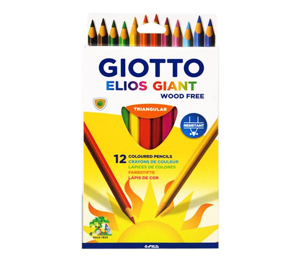 Giotto Elios Giant Woodfree Assorted Colouring Pencils Pack of 12