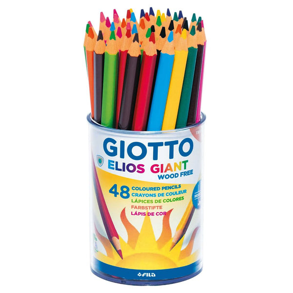 Giotto Elios Giant Woodfree Assorted Colouring Pencils Pot of 48