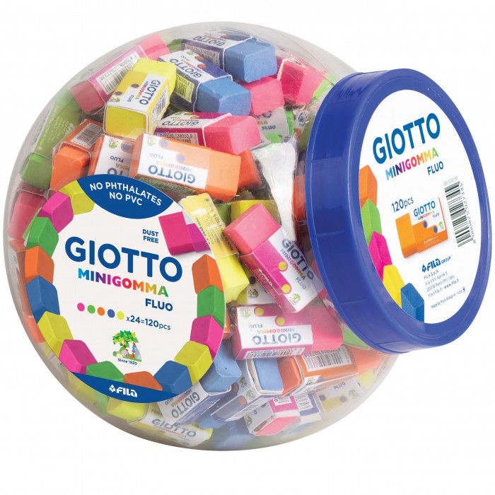 Giotto Minigomma Assorted Fluo Erasers Tub of 120