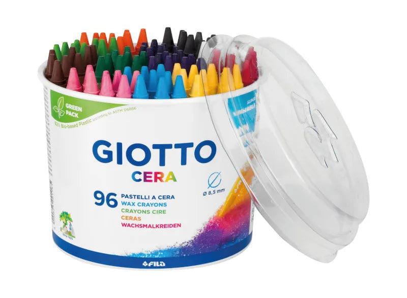 Giotto Cera Assorted Wax Crayons Pot of 96