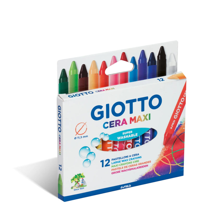 Giotto Cera Maxi Assorted Large Max Crayons Pack of 12