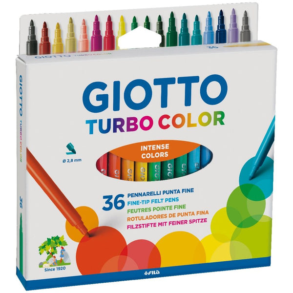 Giotto Turbo Color Assorted Felt Tip Markers Pack of 36