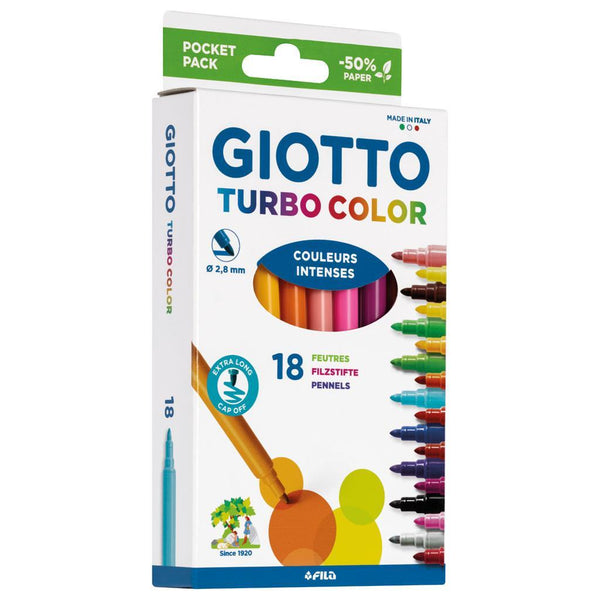 Giotto Turbo Color Assorted Felt Tip Markers Pack of 18