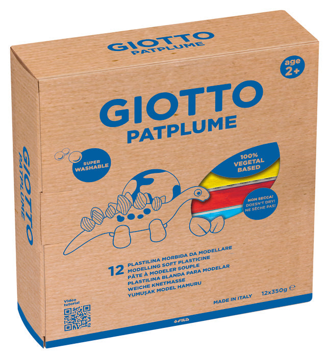 Giotto Patplume 350g Assorted Colours Soft Modelling Plasticine Set of 12