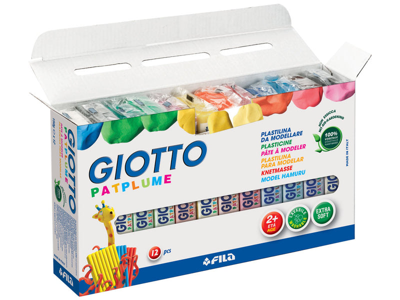 Giotto Patplume 50g Assorted Colours Soft Modelling Plasticine Set of 12