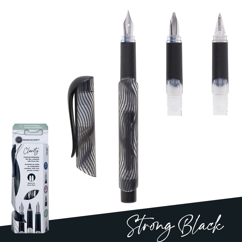 Manuscript Clarity Fountain Pens Black Set of 3