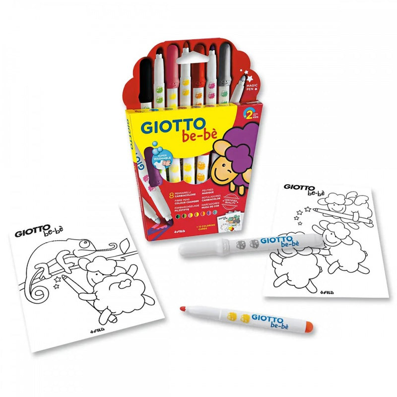 Giotto Be-Be Colour Changing Fibre Pens Set of 7 And Cards