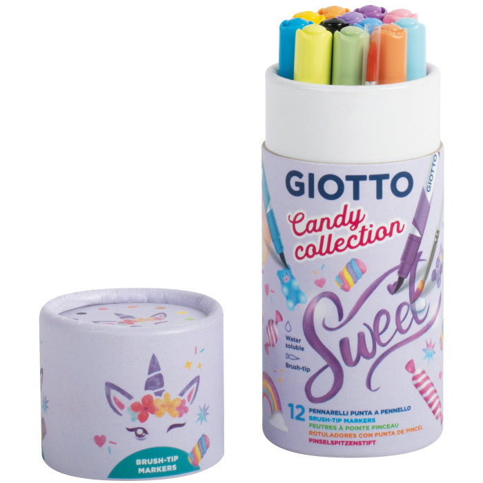 Giotto Candy Collection Turbo Soft Brush Tip Markers Set of 12