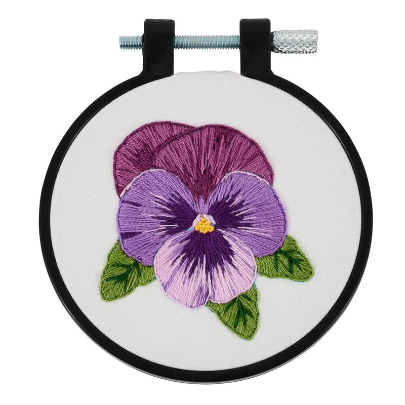 Bucilla 3" Pretty Pansy Stamped Embroidery Kit