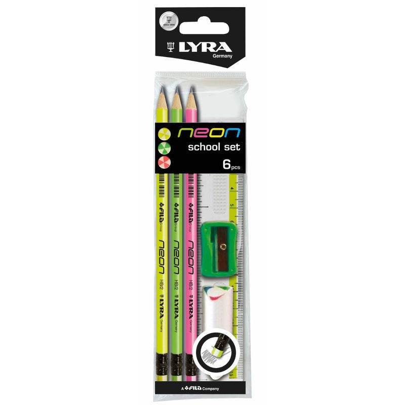 Lyra Neon Graphite HB Pencils School Set of 6