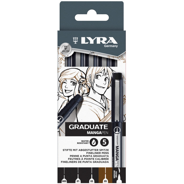 Lyra Graduate Manapen Pigmented Ink Pens Pack of 5