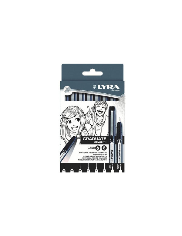 Lyra Graduate Manapen Pigmented Ink Pens Pack of 8