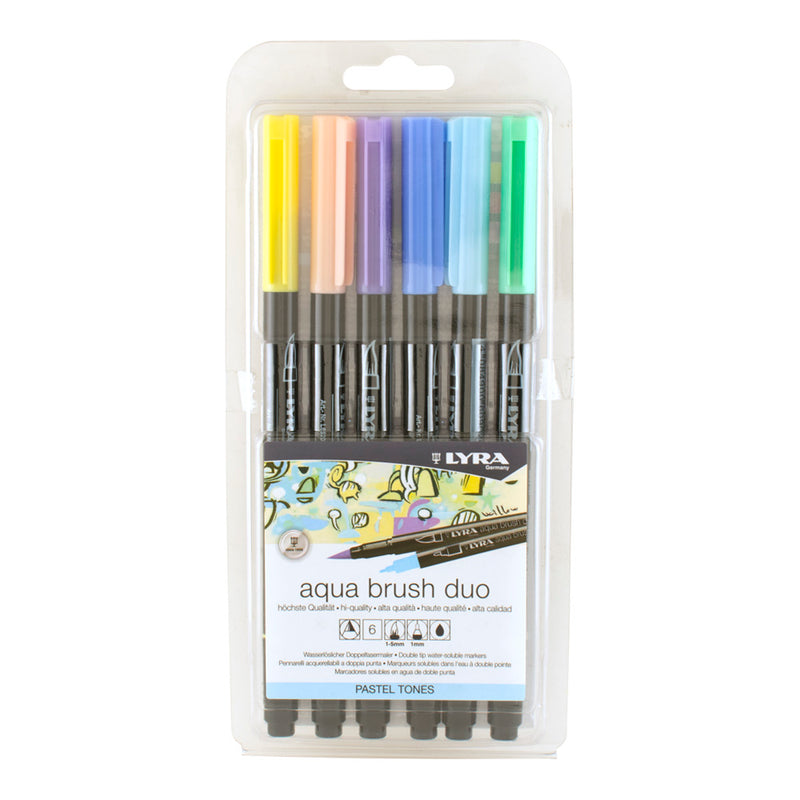 Lyra Pastel Tones Aqua Dual Brush Markers Pack of 6