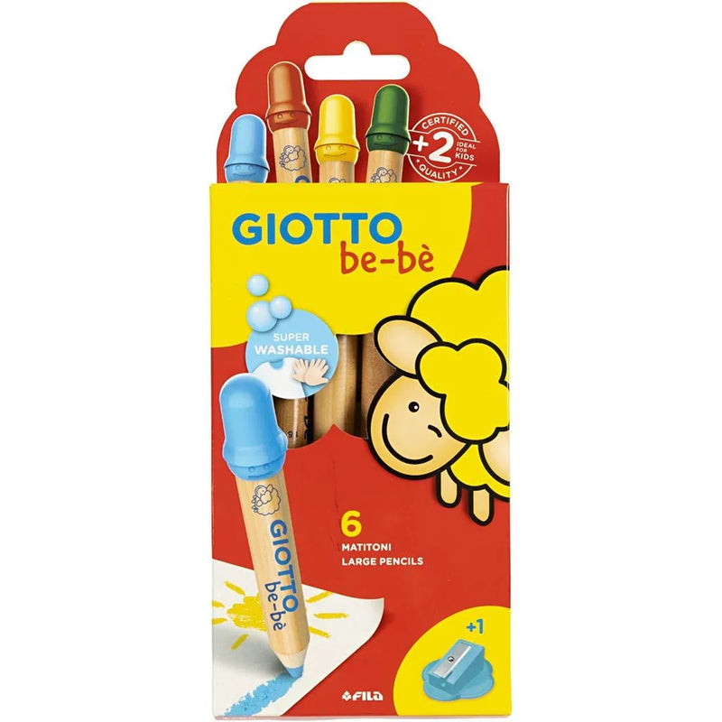 Giotto Be-Be Large Wooden Pencils With Sharpener Set of 6