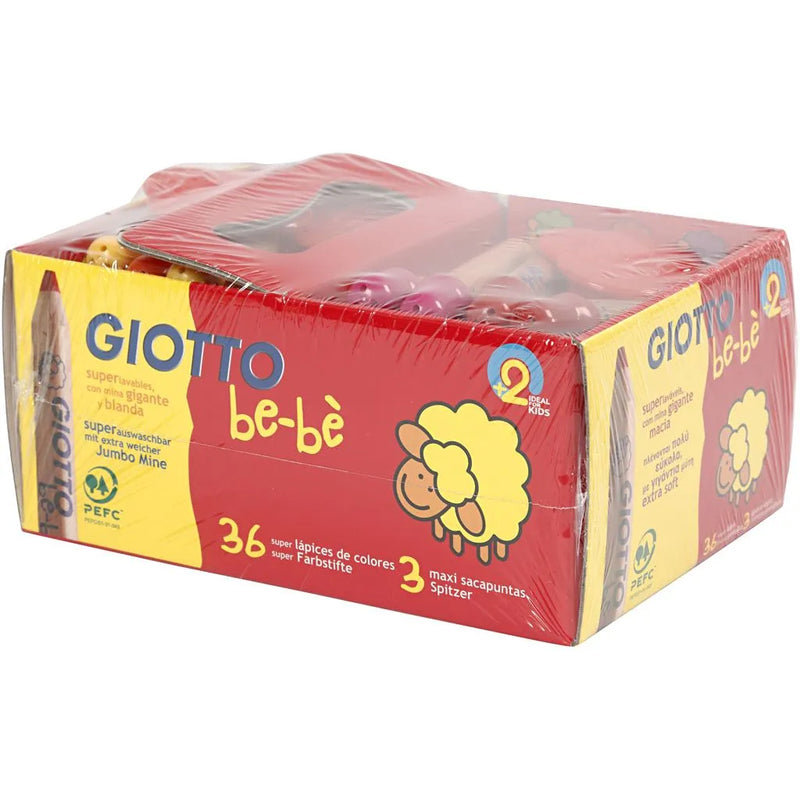 Giotto Be-Be Large Wooden Pencils With Sharpeners School Pack of 36